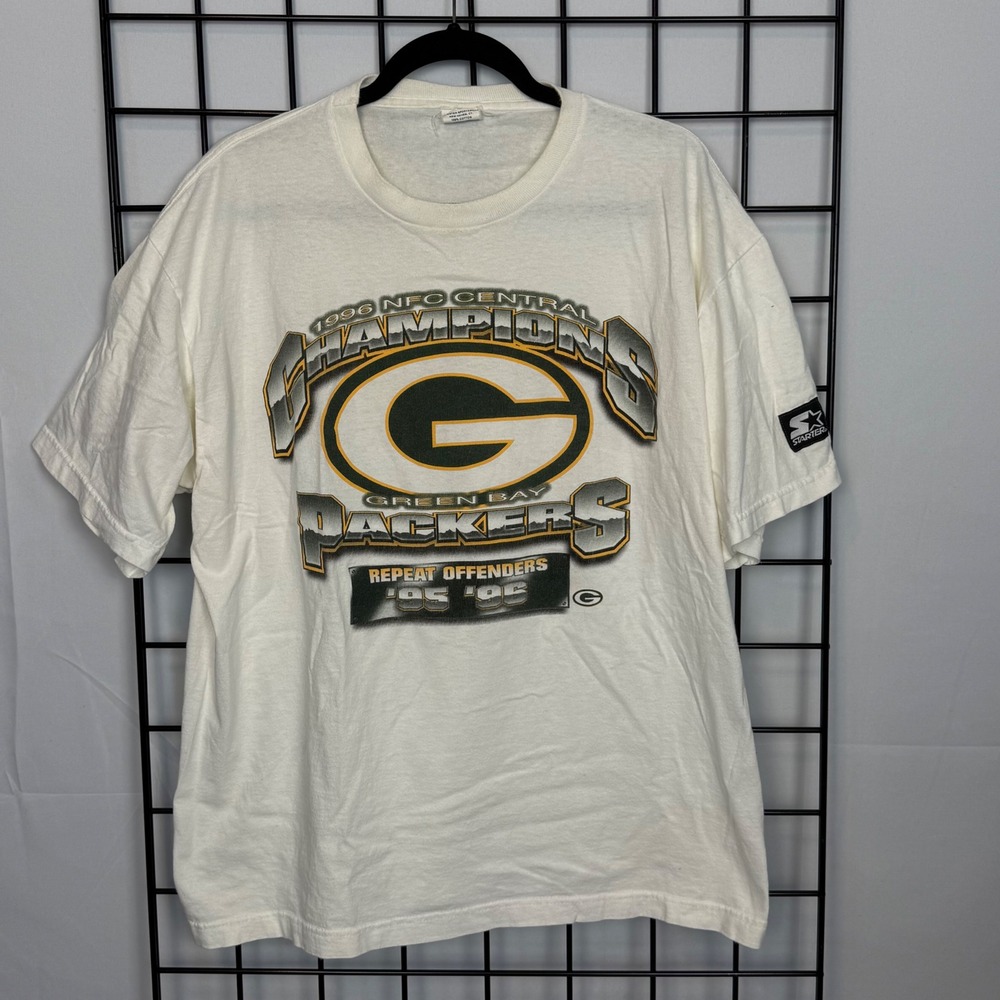 Vintage Starter Green Bay Packers T-Shirt Mens Large White Division Champs 90s